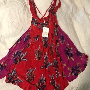 Free people Red/Magenta flowered sundress NWT size L